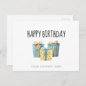 Blauw Goud Zakelijke Verjaardag Werknemer Briefkaart (Voorkant / Achterkant)