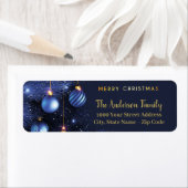Blauw Goud Zalig Kerstmis Retouradres Label (Insitu)