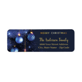 Blauw Goud Zalig Kerstmis Retouradres Label