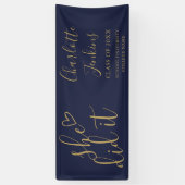 Blauw Goud Ze Heeft Het Gedaan Script Hart Afstude Spandoek (Verticaal)