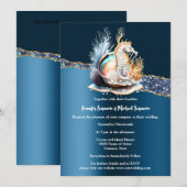 Blauw goud zeepaardje sprankelen nautische zeesche kaart (Voorkant / Achterkant)