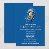 Blauw goud zeepaardje vlakte elegant strand thema kaart (Voorkant / Achterkant)