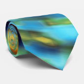 Blauw Goud Zijde Waterverf Abstract Stropdas (Opgerold)