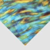 Blauw Goud Zijde Waterverf Abstract Tissuepapier (Detail)