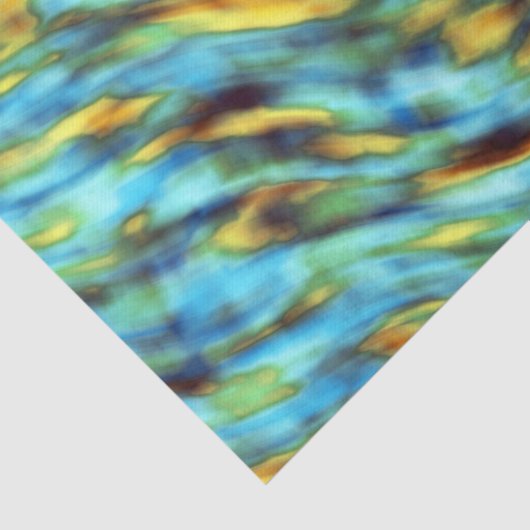 Blauw Goud Zijde Waterverf Abstract Tissuepapier (Detail)