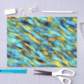 Blauw Goud Zijde Waterverf Abstract Tissuepapier (Craft)