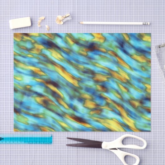 Blauw Goud Zijde Waterverf Abstract Tissuepapier (Craft)