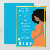 blauw goud | Zwangerschap Downloadbaar Kaart (Voorkant / Achterkant)