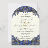 Blauw Goud & Zwart Pauw Ivoor Wedding Arch Vorm Kaart (Voorkant)