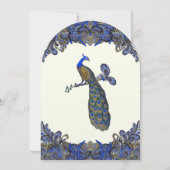 Blauw Goud & Zwart Pauw Ivoor Wedding Arch Vorm Kaart (Achterkant)