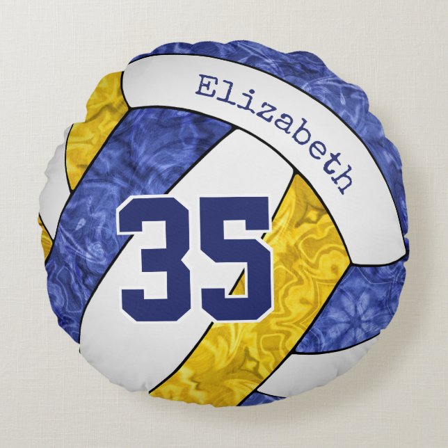 blauw goudbalbalteam kleuren rond kussen (Voorkant)