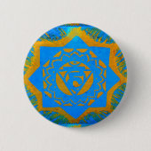 blauw goudbetonontwerp ronde button 5,7 cm (Voorkant)