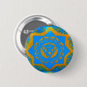 blauw goudbetonontwerp ronde button 5,7 cm (Voorkant /achterkant)
