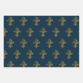 Blauw & goudbijtend  monogram inpakpapier vel (Voorkant 2)