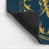 Blauw & goudbijtend monogram muismat (Hoek)