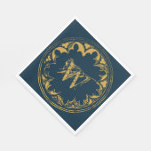 Blauw & goudbijtend  monogram servet (Hoek)