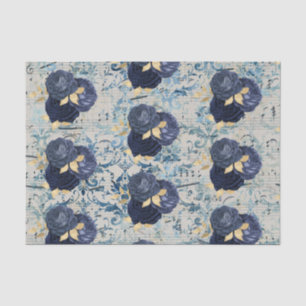  blauw goudblauw Damaspatroon Tissuepapier