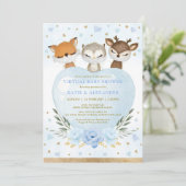 Blauw goudbos Lieverd virtueel Baby shower Kaart (Staand voorkant)