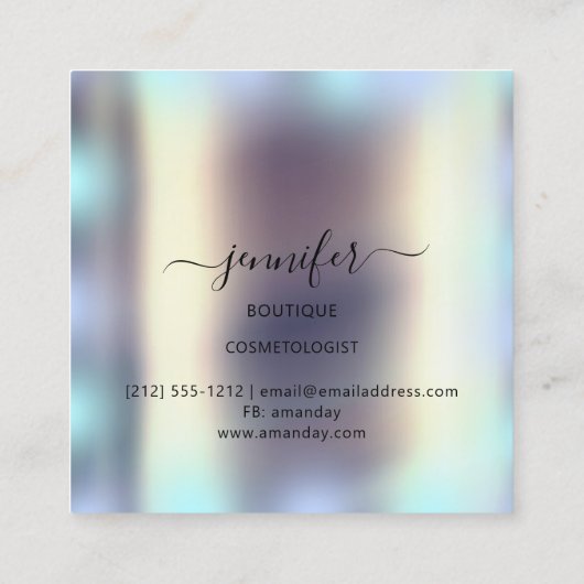 Blauw goudbruin, uniek Logo Vierkante Visitekaartje (Achterkant)