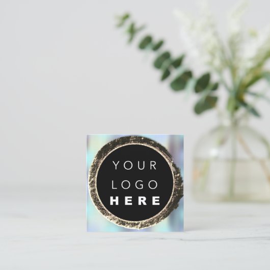 Blauw goudbruin, uniek Logo Vierkante Visitekaartje (Staand voorkant)