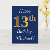 Blauw, Gouden 13de Verjaardag Faux + De Naam van Kaart (Gele Bloem)