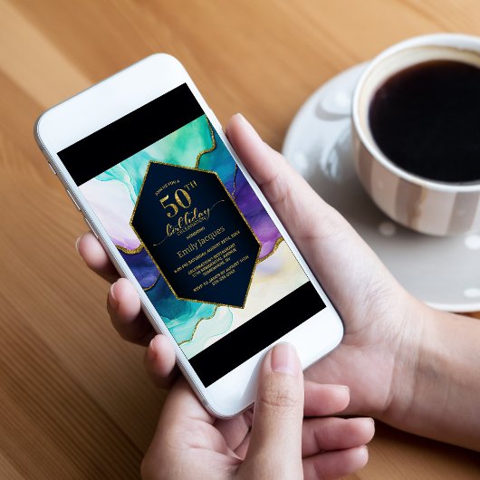 Blauw Gouden Agaat 50ste Verjaardagsfeest Kaart