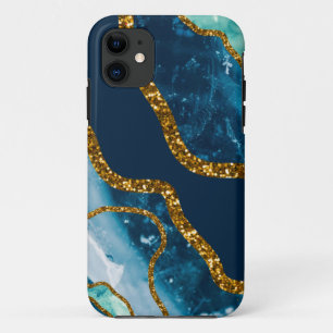 Blauw & Gouden Agaat Geode Case-Mate iPhone Case