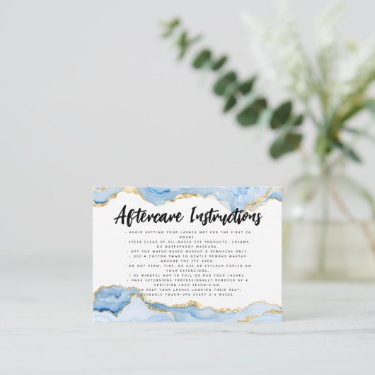 Blauw gouden agaat Lash Eyelash Extensions nazorg Visitekaartje (Staand voorkant)