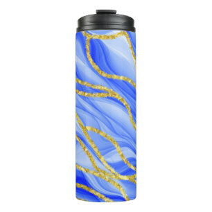 BLAUW & GOUDEN AGAAT LOOK GOLFPATRONEN THERMOSBEKER