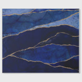 Blauw & Gouden Agaat Moderne Glam Minimale Bruilof Cadeaupapier (Vlak)