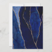 Blauw & Gouden Agaat Moderne Glam Minimale Bruilof Kaart (Achterkant)
