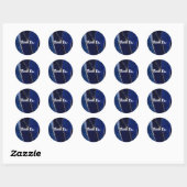 Blauw & Gouden Agaat Moderne Glam Minimale Bruilof Ronde Sticker (Vel)