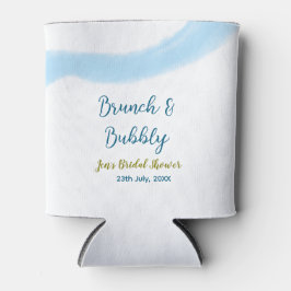 Blauw gouden aquarel borrelend en brunch bruids- blikjeskoeler