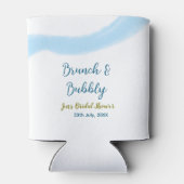 Blauw gouden aquarel borrelend en brunch bruids- blikjeskoeler (Achterkant)