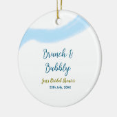 Blauw gouden aquarel borrelend en brunch bruids- keramisch ornament (Links)