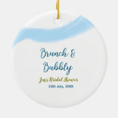 Blauw gouden aquarel borrelend en brunch bruids- keramisch ornament (Achterkant)