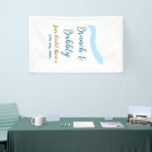Blauw gouden aquarel borrelend en brunch bruids-s spandoek (Beurs)