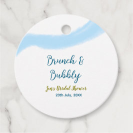 Blauw gouden aquarel borrelend en brunch bruids sh bedankjes labels