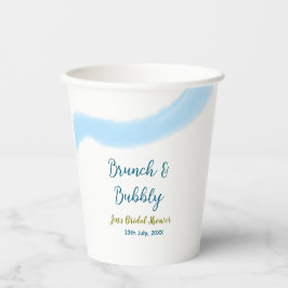 Blauw gouden aquarel borrelend en brunch bruids sh papieren bekers