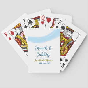 Blauw gouden aquarel borrelend en brunch bruids sh pokerkaarten