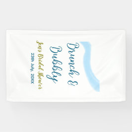 Blauw gouden aquarel borrelend en brunch bruids sh spandoek