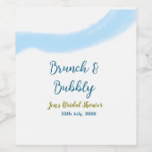 Blauw gouden aquarel borrelend en brunch bruids sh wijn etiket (Enkel label)