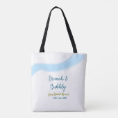 Blauw gouden aquarel borrelend en brunch bruids- tote bag (Achterkant)