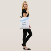 Blauw gouden aquarel borrelend en brunch bruids- tote bag (Op model)