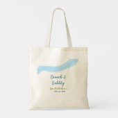 Blauw gouden aquarel borrelend en brunch bruids- tote bag (Achterkant)