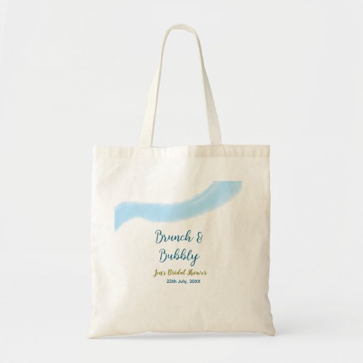 Blauw gouden aquarel borrelend en brunch bruids- tote bag (Voorkant)