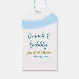 Blauw gouden aquarel borrelende en brunch bruids s cadeaulabel