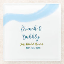 Blauw gouden aquarel borrelende en brunch bruids s