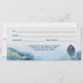 Blauw Gouden Aquarel Botanische Cadeaubon (Achterkant)