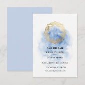 Blauw Gouden Aquarel Bruiloft Save The Date (Voorkant / Achterkant)